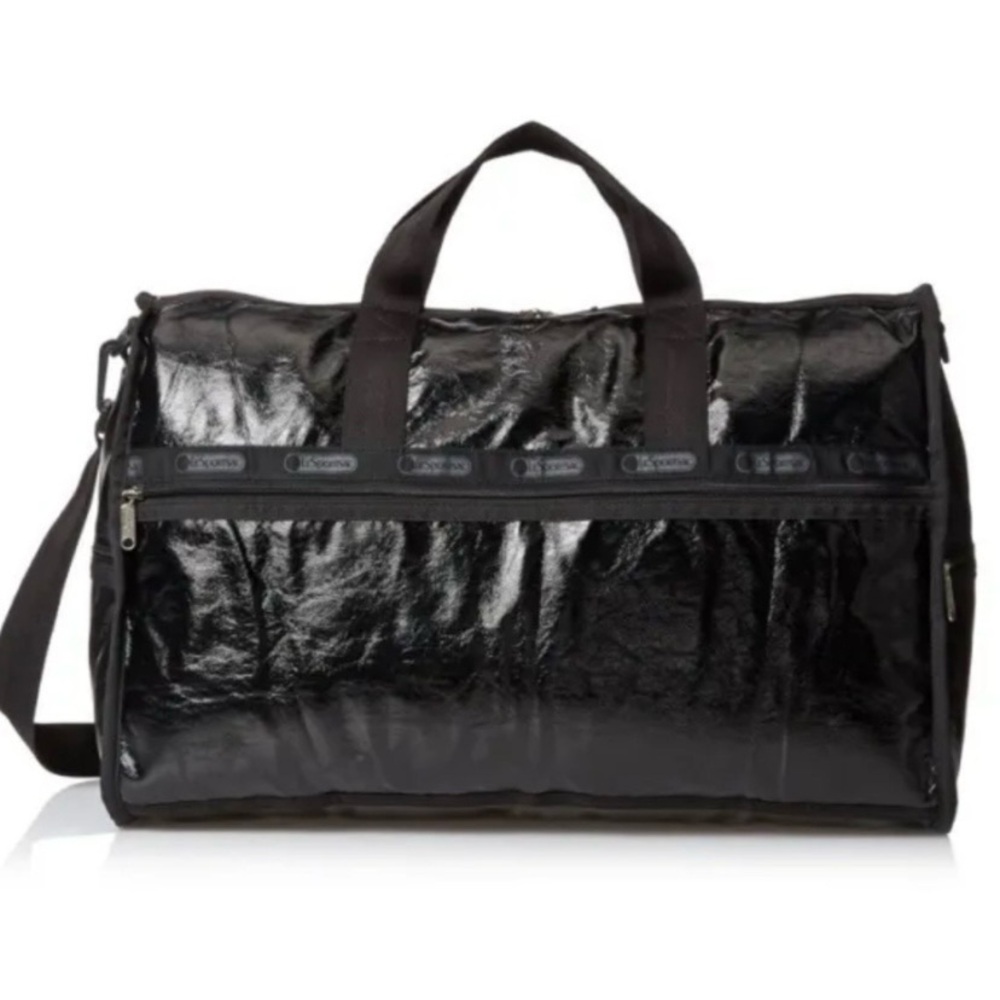 LeSportSac Black Shine Large Weekender Duffle Bag Vacation Travel lightweight